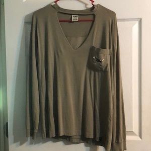 Victoria’s Secret Pink V-Neck olive green tee